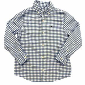 Vineyard Vines Boys On the Go Performance Blue & White Gingham Shirt - Size 7